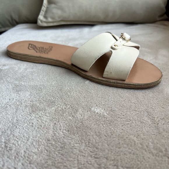 Ancient Greek Sandals Anna Cream Leather Flat Sandal Women EU 41 US 10 Casual - Picture 3 of 16
